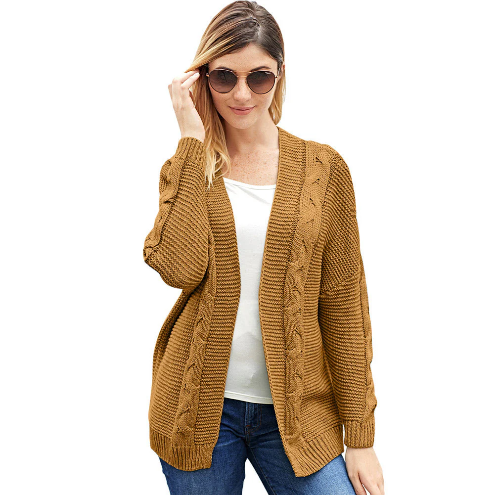 Women's cardigan – Oversized fit – Cable knit – Wool blend – Open front - Image 2