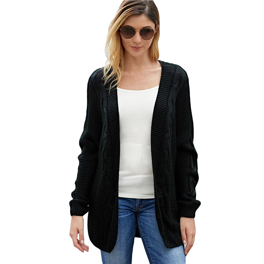 Women's cardigan – Oversized fit – Cable knit – Wool blend – Open front - Image 4