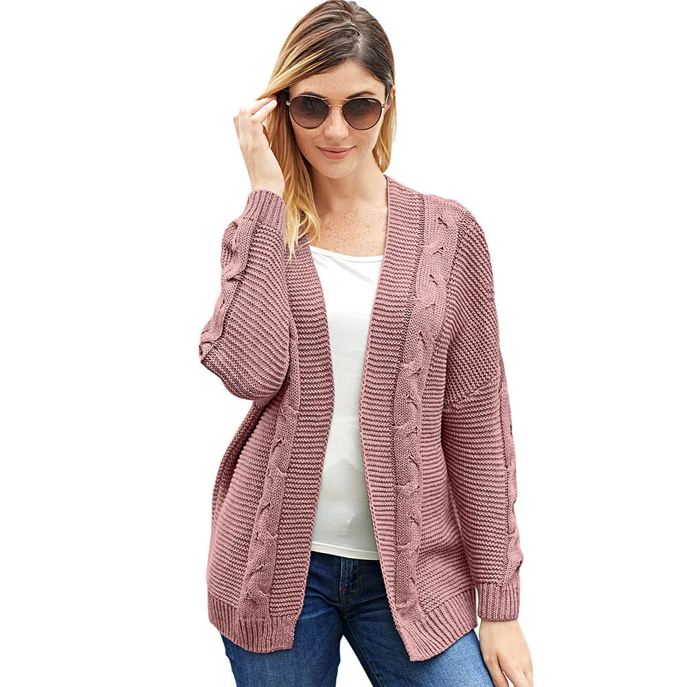 Women's cardigan – Oversized fit – Cable knit – Wool blend – Open front - Image 5