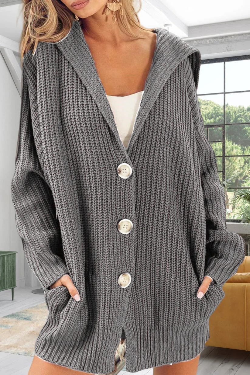 Women's Cardigan – Oversized Fit – Open Front – Wool Mix – Long Sleeves – Pockets - Image 2