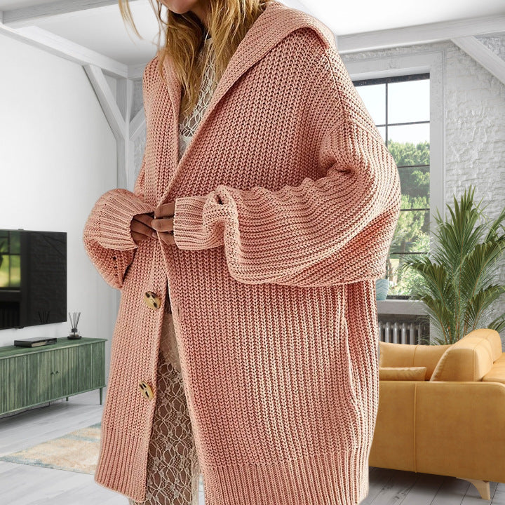Women's Cardigan – Oversized Fit – Open Front – Wool Mix – Long Sleeves – Pockets - Image 3