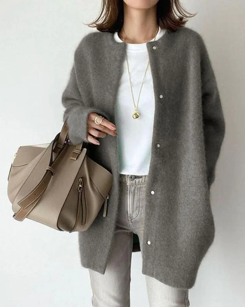 Women's Cardigan – Oversized Fit – Soft Knit Fabric – Button Closure – Comfortable Layering Piece - Image 3