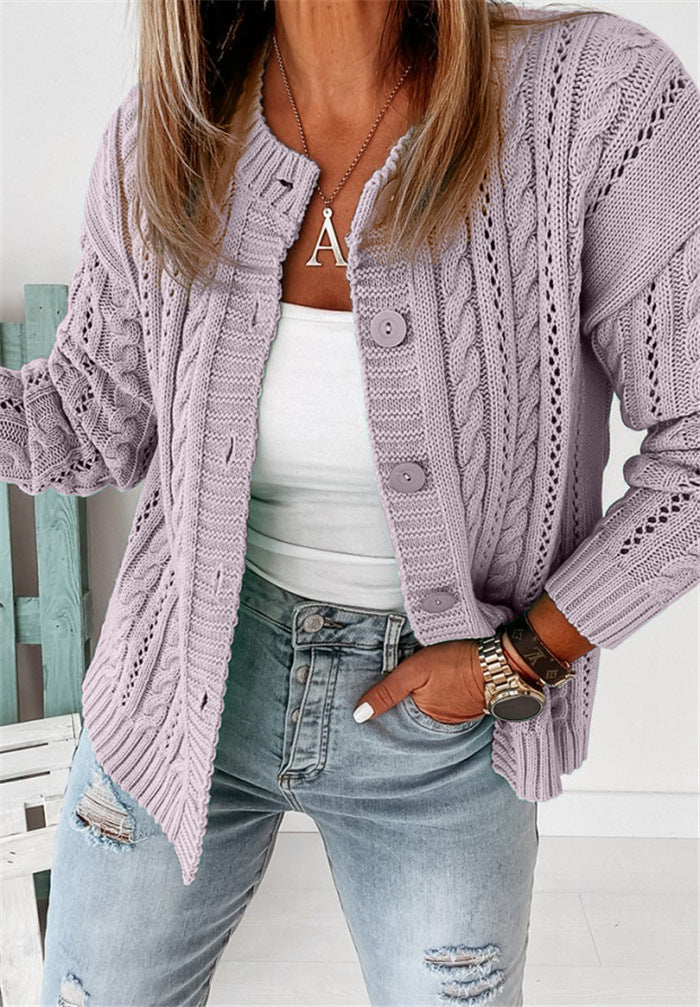 Women's Cardigan – Wool – Relaxed Fit – Cable Knit – Button Closure Casual Look - Image 3