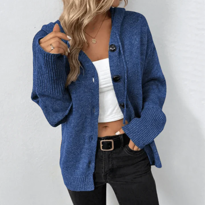 Women's Cardigan – Wool – Relaxed Fit – Front Buttons – Ribbed Edges - Image 3