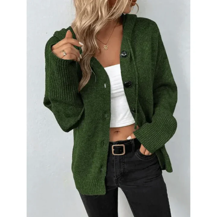 Women's Cardigan – Wool – Relaxed Fit – Front Buttons – Ribbed Edges - Image 4