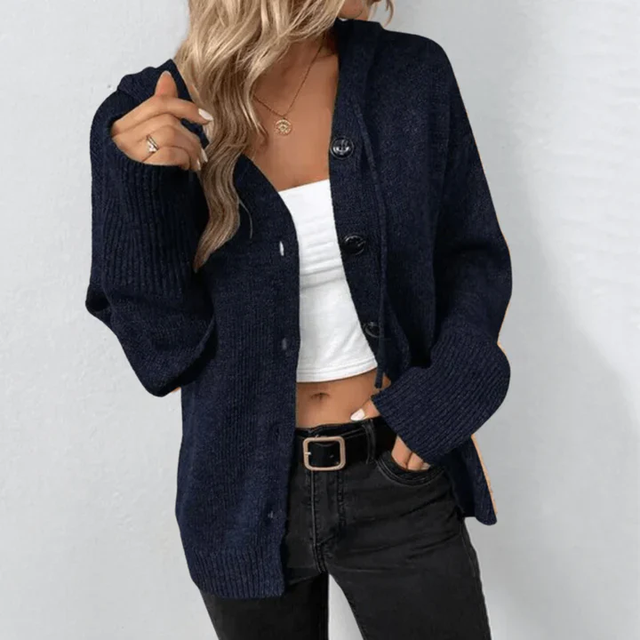 Women's Cardigan – Wool – Relaxed Fit – Front Buttons – Ribbed Edges - Image 5