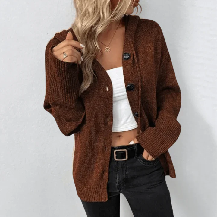 Women's Cardigan – Wool – Relaxed Fit – Front Buttons – Ribbed Edges - Image 6