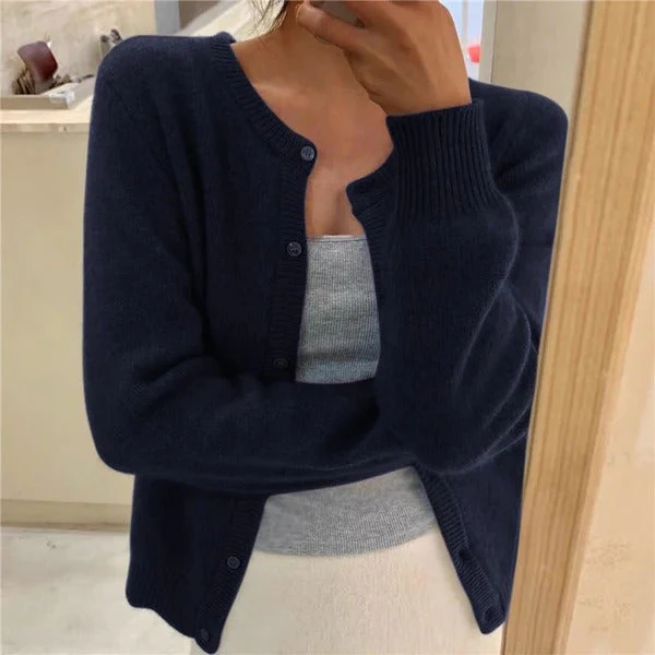 Women's Cardigan – Wool Mix – Relaxed Fit – Decorative Buttons – Ribbed Edges - Image 2