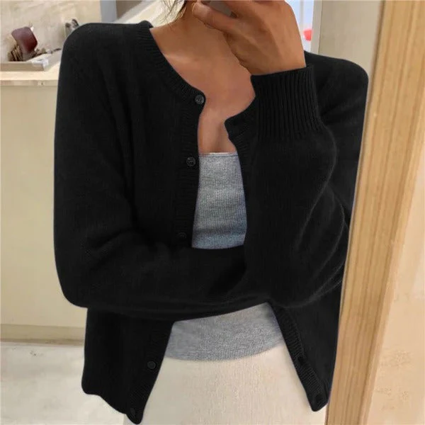 Women's Cardigan – Wool Mix – Relaxed Fit – Decorative Buttons – Ribbed Edges - Image 3