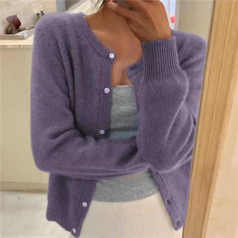 Women's Cardigan – Wool Mix – Relaxed Fit – Decorative Buttons – Ribbed Edges - Image 5