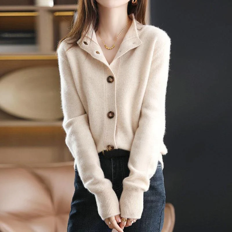 Women's Cardigan – Woolmix – Relaxed Fit – Button Closure – Ribbed Edges - Image 2