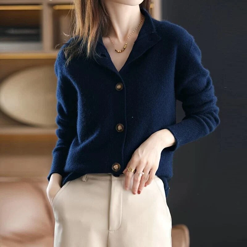 Women's Cardigan – Woolmix – Relaxed Fit – Button Closure – Ribbed Edges - Image 3