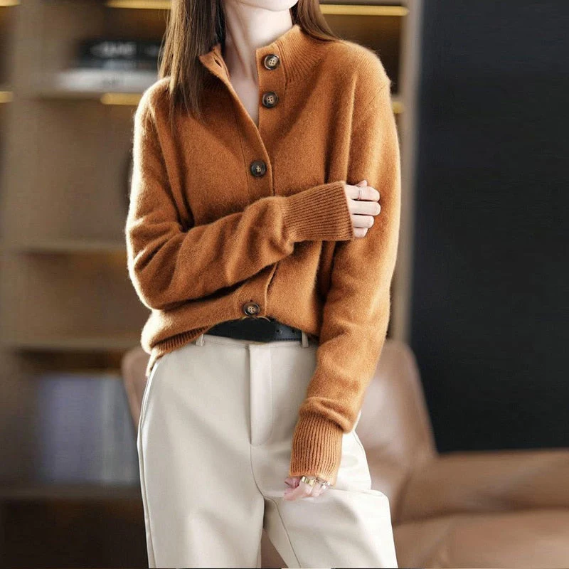 Women's Cardigan – Woolmix – Relaxed Fit – Button Closure – Ribbed Edges - Image 4