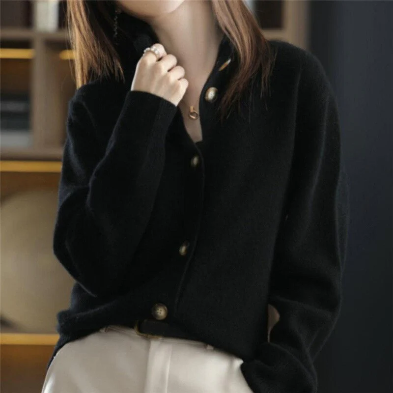 Women's Cardigan – Woolmix – Relaxed Fit – Button Closure – Ribbed Edges - Image 5