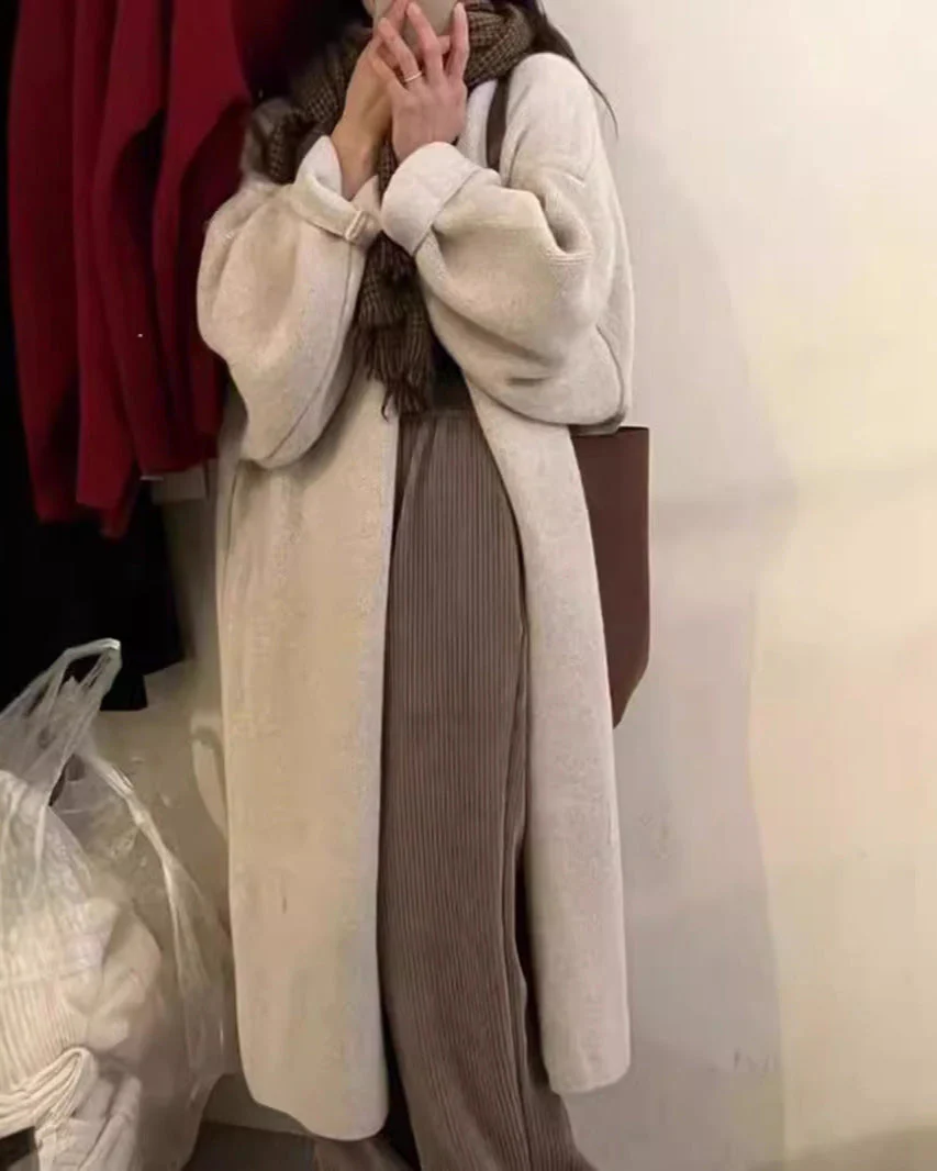 Ladies Cardigan Coat – Oversized Fit – Knitted Wool – Open Front – Ankle Length - Image 5