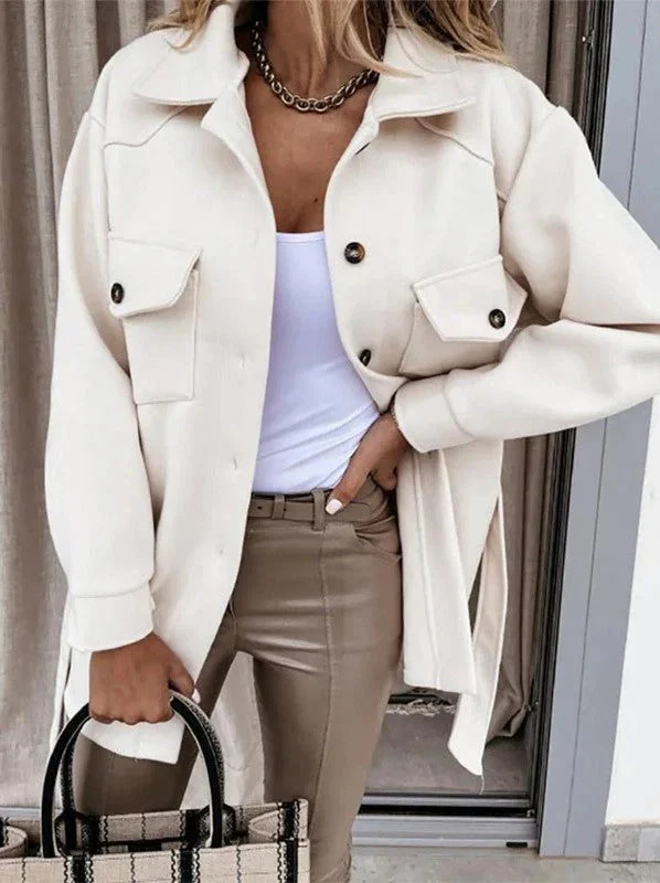 Ladies Windproof Jacket – Oversized Fit – Hip Length – Button Closure – Casual Style - Image 2