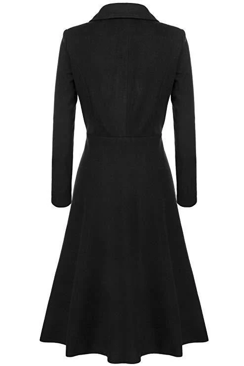 Women's Wool Coat – Tailored Fit – Long Sleeves – Classic Lapels – Front Buttons - Image 2