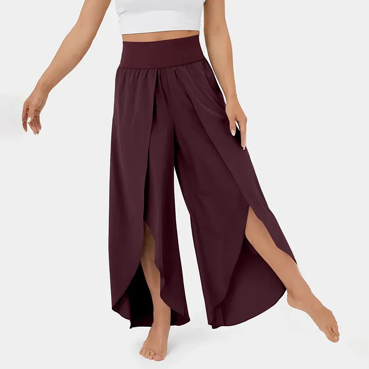 Women's Yoga Pants – Wide Leg – High Waist – Side Slit – Breathable Comfort Fit - Image 5