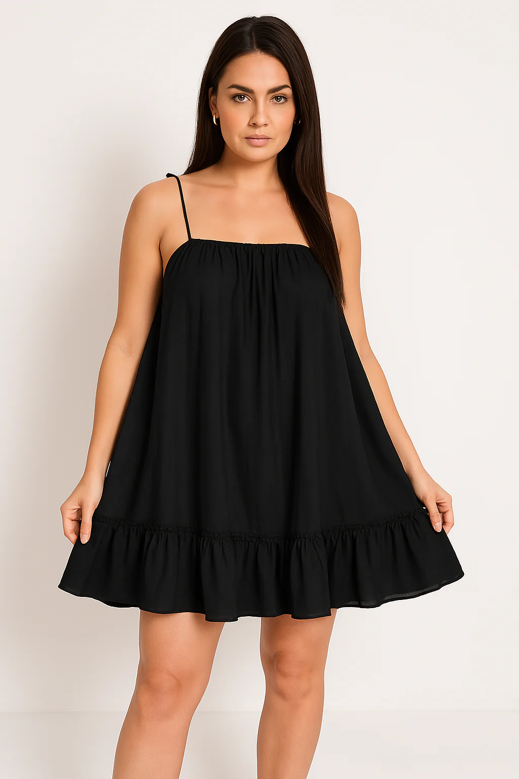 Ladies Summer Dress – Cotton – Loose Fit – Spaghetti Straps – Ruffled Hem - Image 3