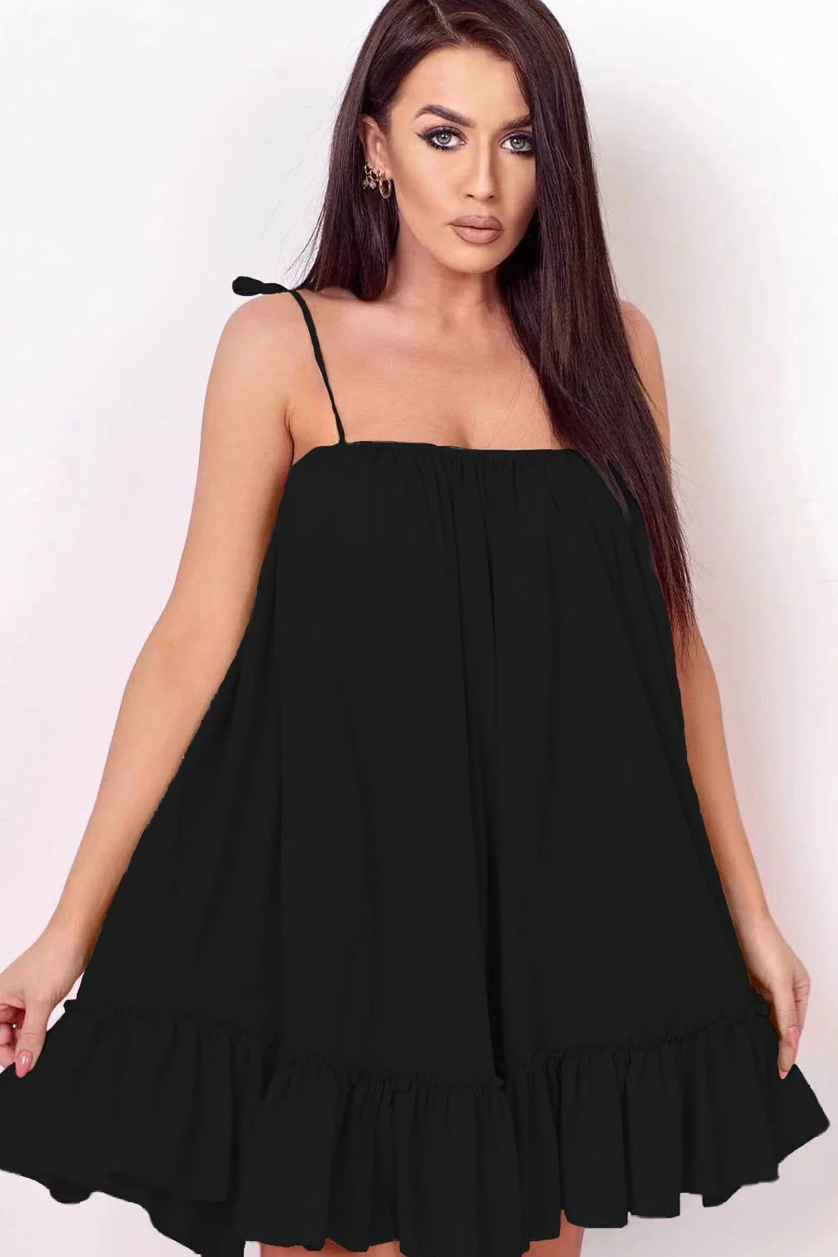 Ladies Summer Dress – Cotton – Loose Fit – Spaghetti Straps – Ruffled Hem - Image 6