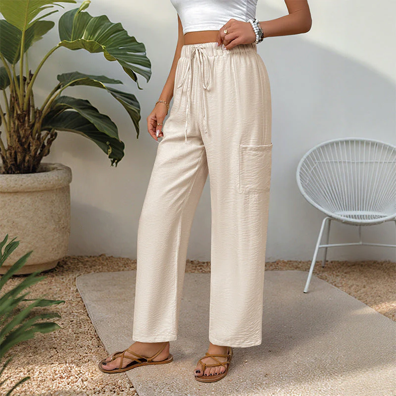 Women's trousers with wide legs – High waist – Relaxed fit – Breathable fabric – Pocket details - Image 2