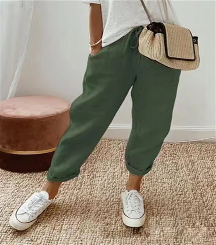 Women's Pants – Relaxed Fit – Natural Fabrics – Drawstring Waist – Abstract Print - Image 6