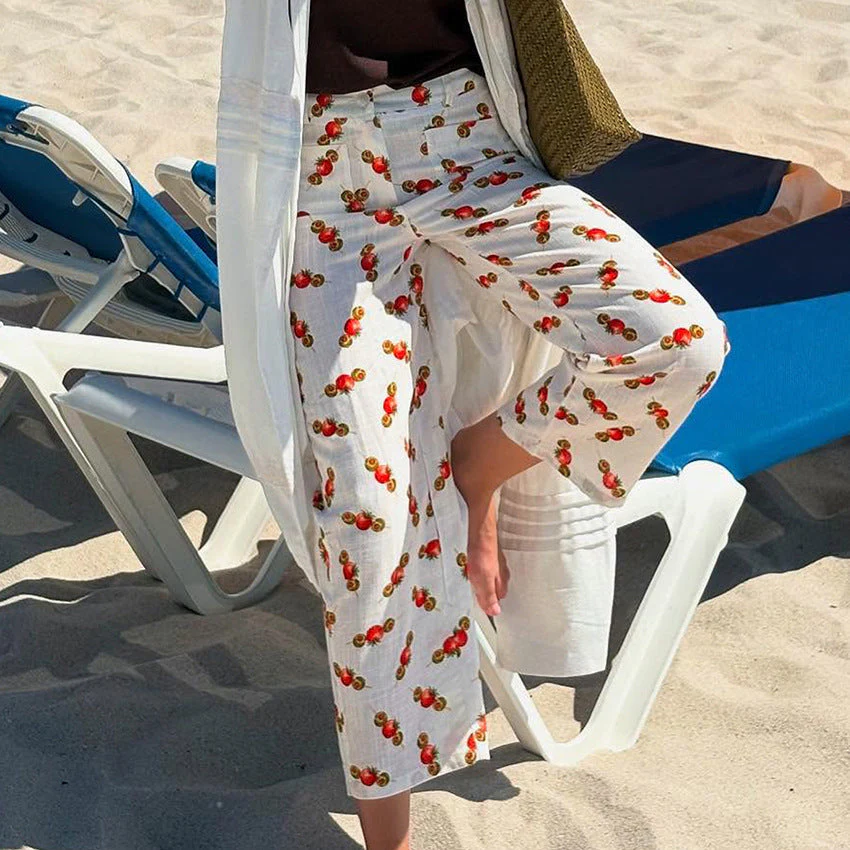 Women's Trousers – Relaxed Fit – Straight Legs – Breathable Fabric – Statement Print - Image 4