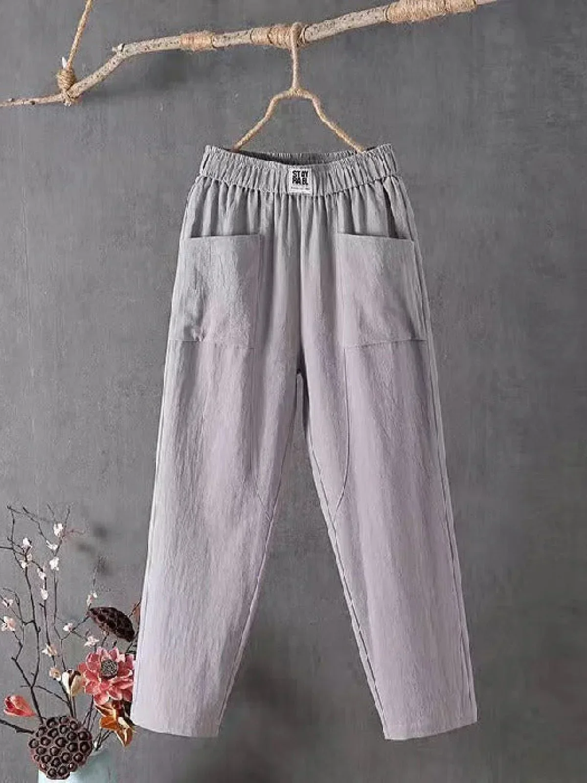 Women's Trousers – Relaxed Fit – Full Length – Elastic Waist – Breathable Comfort - Image 3