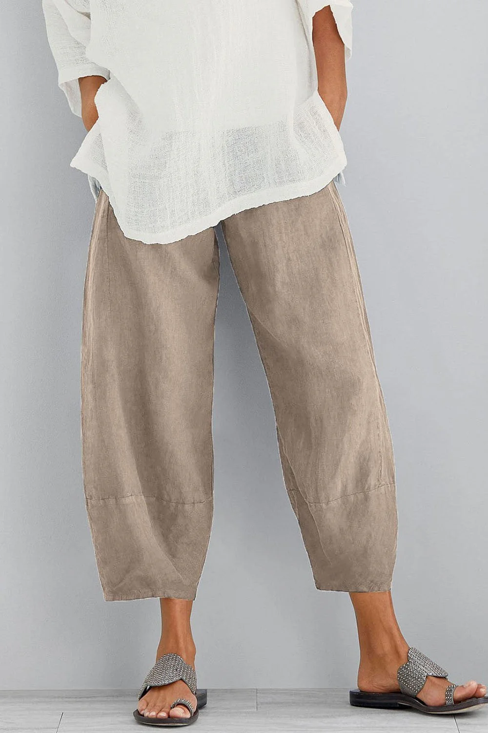 Women's Trousers – Wide Legs – Loose Fit – Naturally Breathable – Full Length – With Pockets - Image 3
