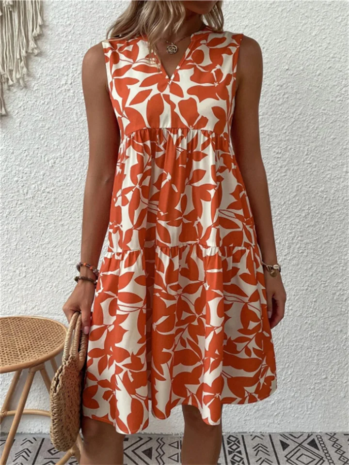 Women's Dress Without Sleeves – V-Neck – Relaxed Fit – Airy Fabric – Knee-Length - Image 3