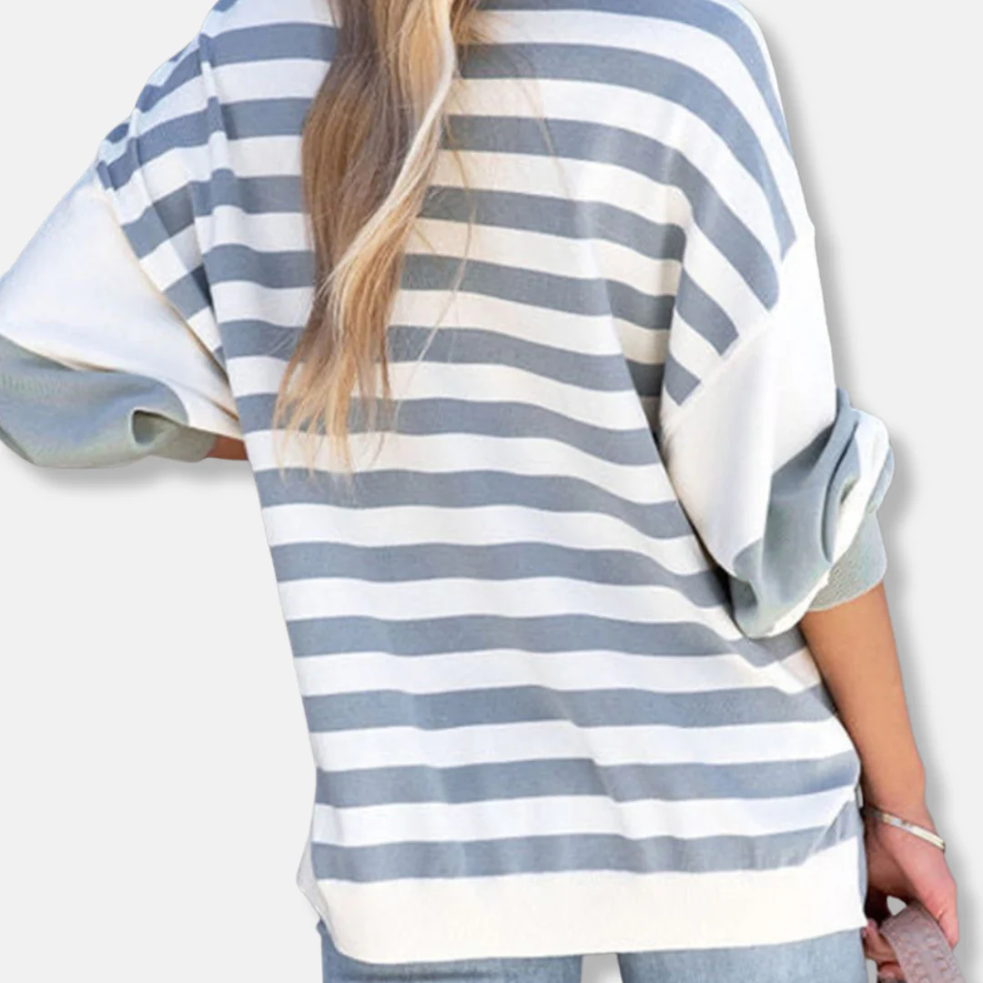 Women's Sweater – Oversized Fit – Knitted – Striped – Round Neck – Long Sleeves - Image 4