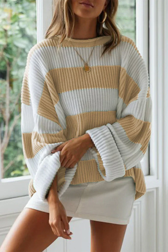 Women's Sweater – Oversized Fit – Ribbed Knit – Long Sleeves – Crewneck Casual Style - Image 2
