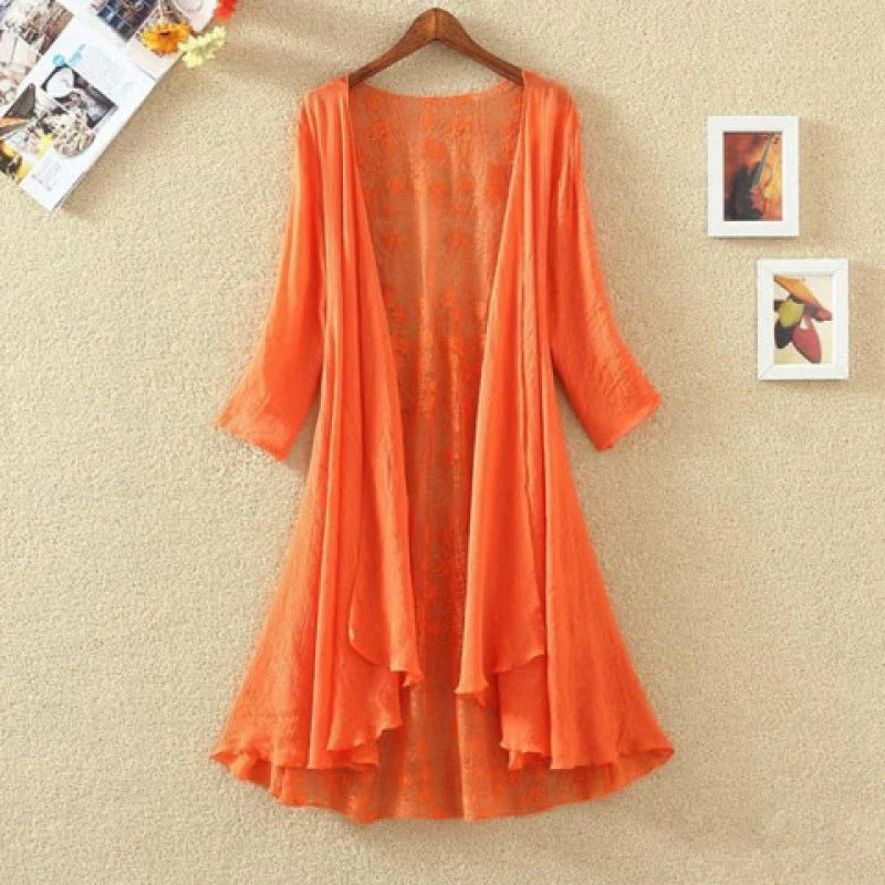 Ladies' Cardigan – Mid-Length – Loose-Fitting Model – Open Front – Lace Detail Back - Image 3