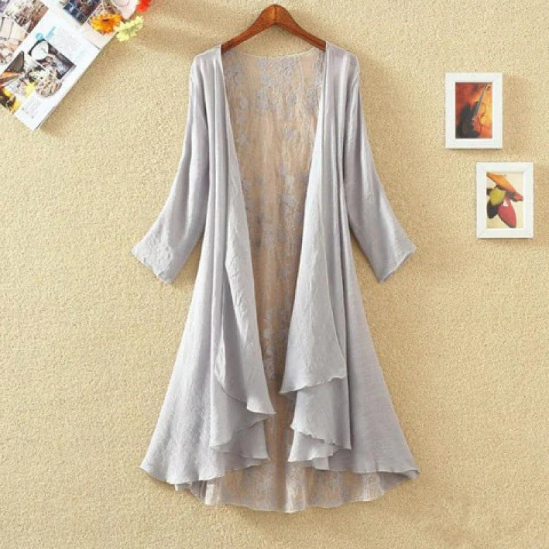 Ladies' Cardigan – Mid-Length – Loose-Fitting Model – Open Front – Lace Detail Back - Image 4
