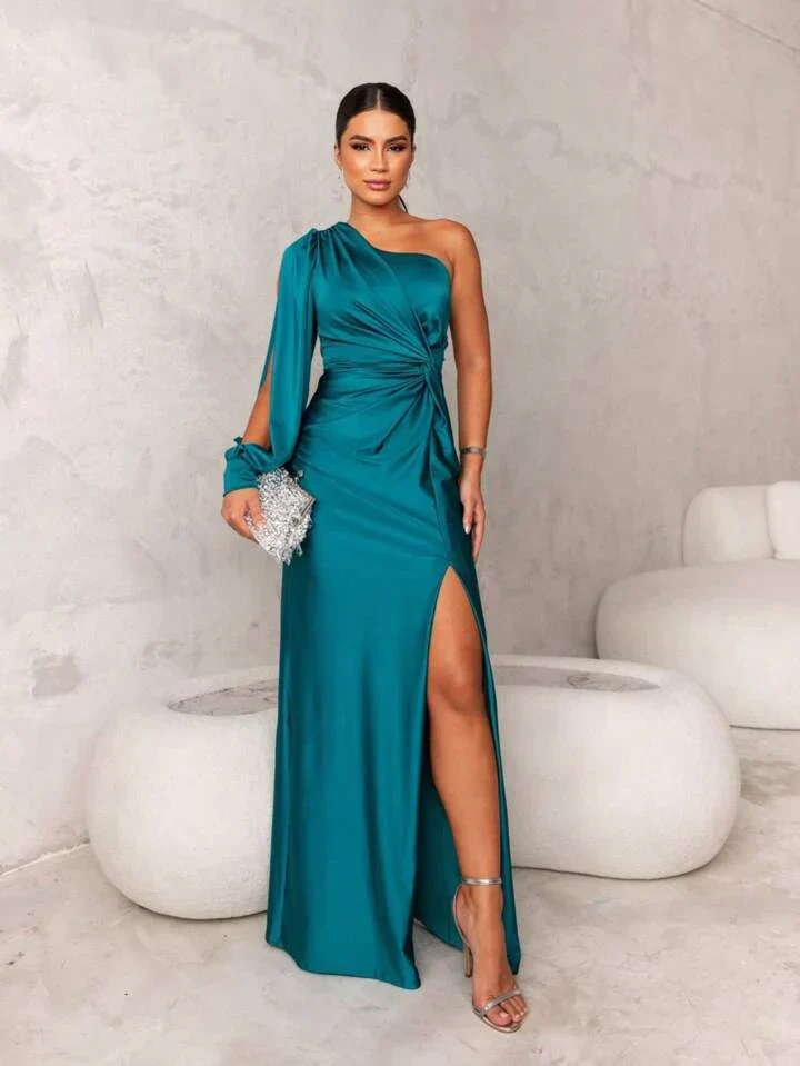 Dani – Elegant Satin shoulder dress for Women - Image 3