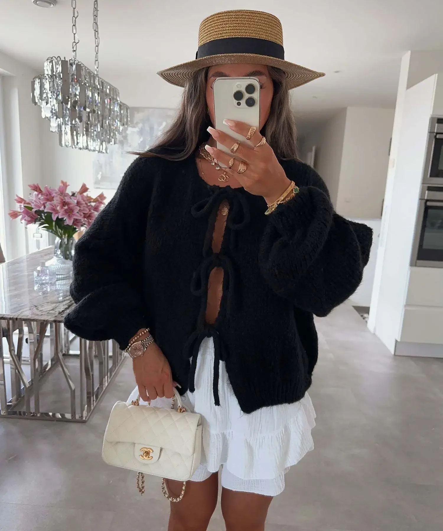 Women's Cardigan – Knitted – Oversized Fit – V-Neck – Tie Closure – Long Sleeve - Image 4