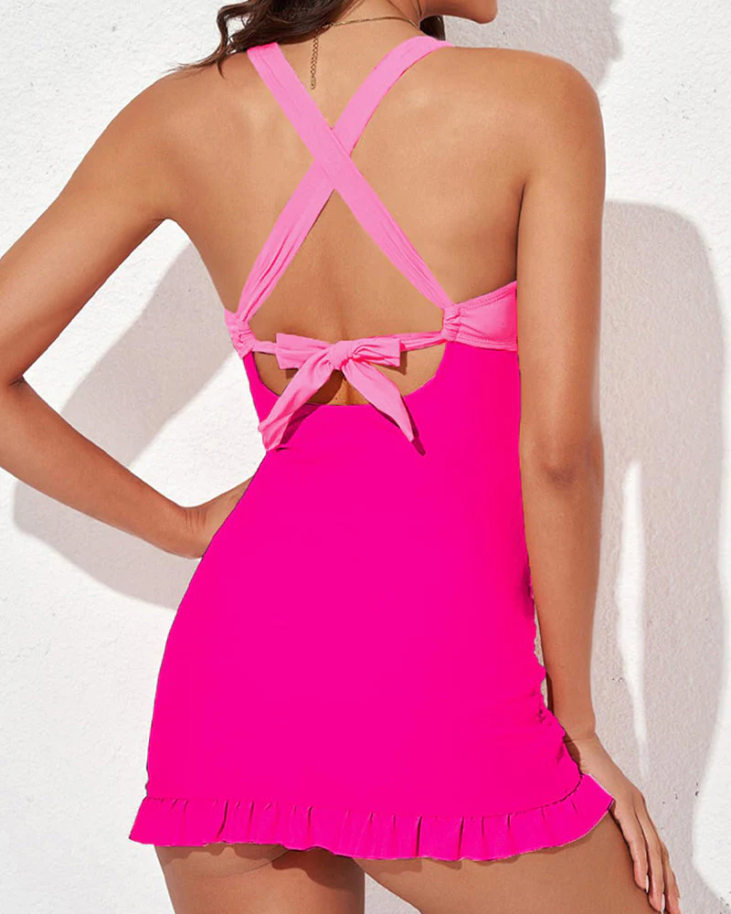 Women's Swimdress - Halterneck - Ruffles - Flattering Fit - Elegant Coverage - Image 21