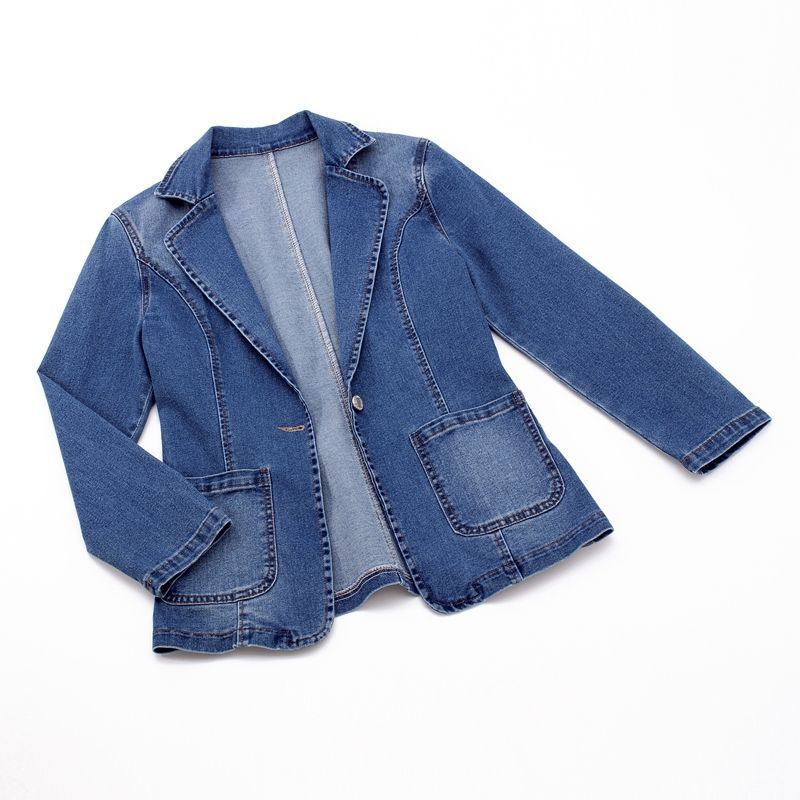 Denim blazer - stylish women's coat in blue - Image 4