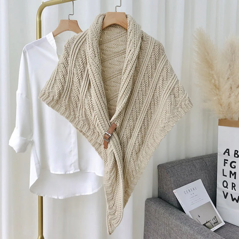 Triangle Knitted Scarf with Buckle - Image 22