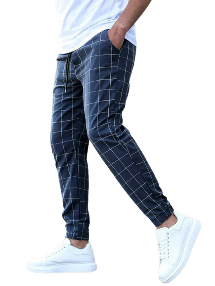 Stretch Men's Trousers with Checked Pattern - Image 3