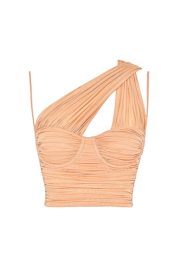Elegant Pleated Mesh Corset Top - Image 6