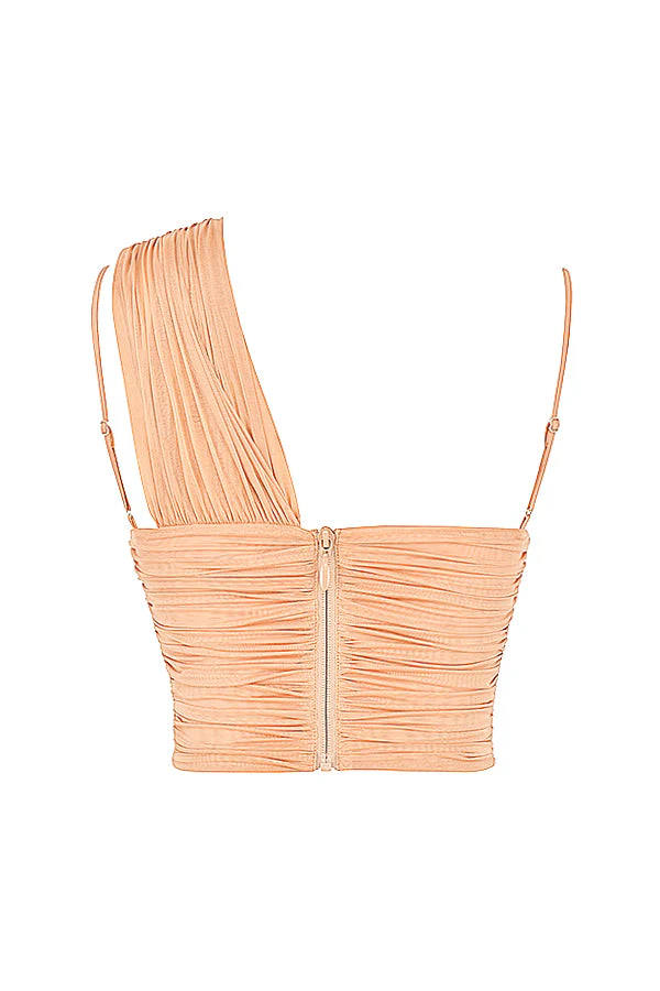 Elegant Pleated Mesh Corset Top - Image 7