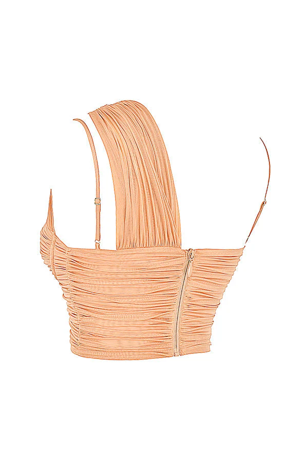 Elegant Pleated Mesh Corset Top - Image 8