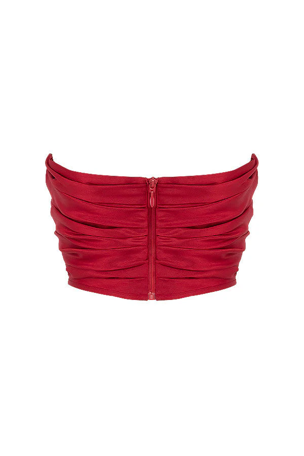 Elegant Red Draped Taffeta Corset - Image 8