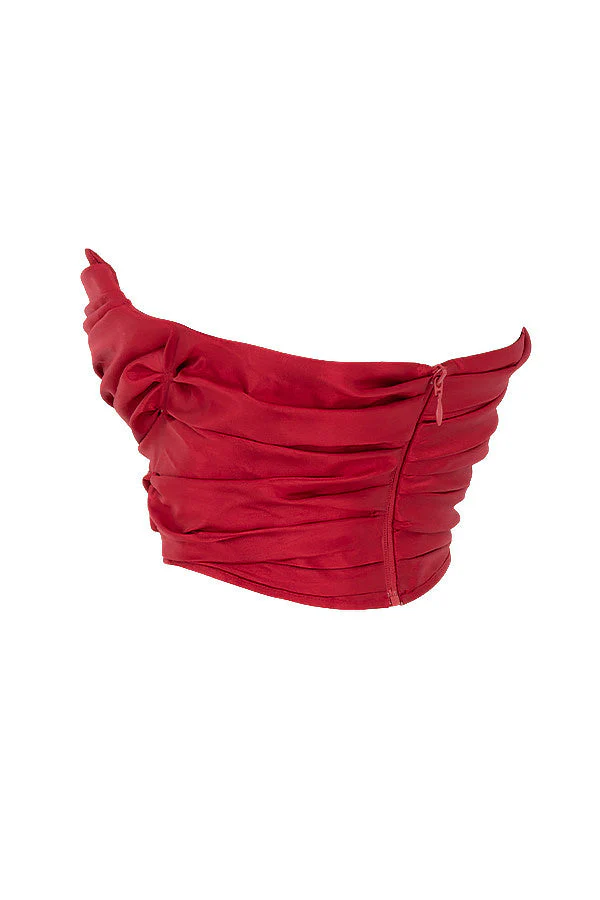 Elegant Red Draped Taffeta Corset - Image 9