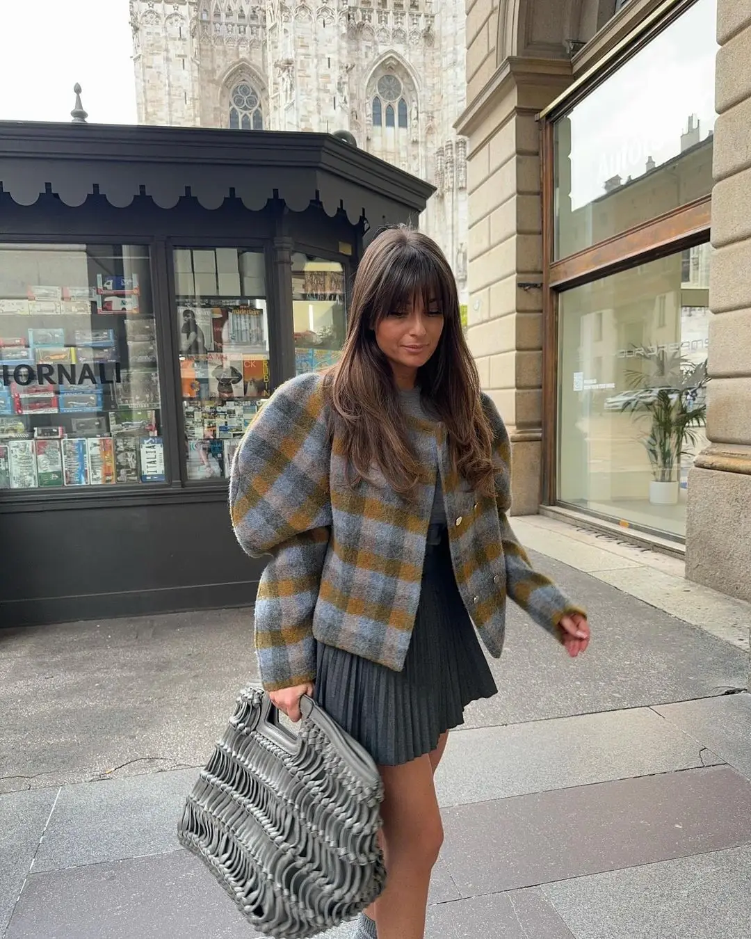 Women's Vintage Plaid Coat | Round Neck Coat - Image 7