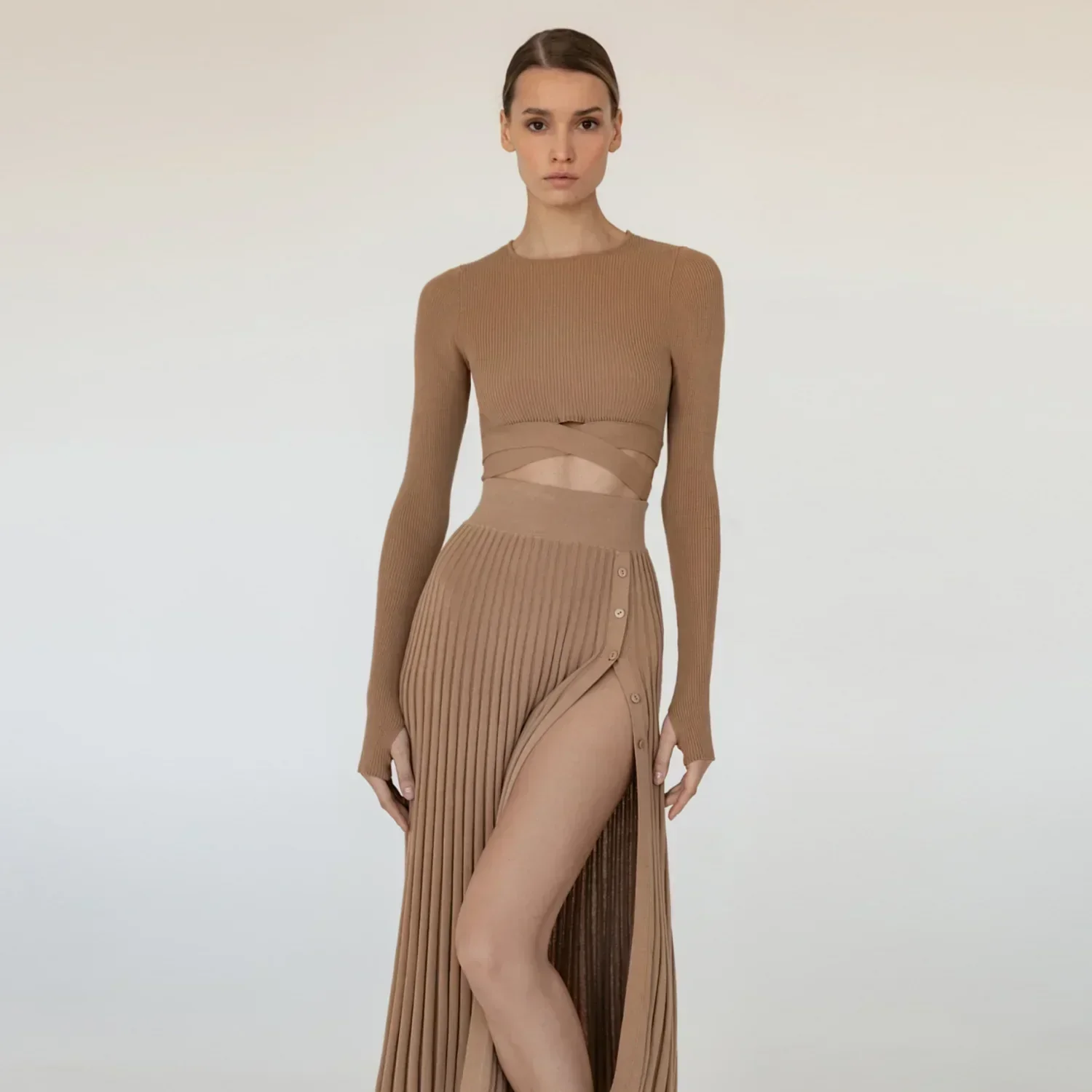 Elegant Two-piece Knitted Ensemble - Image 8