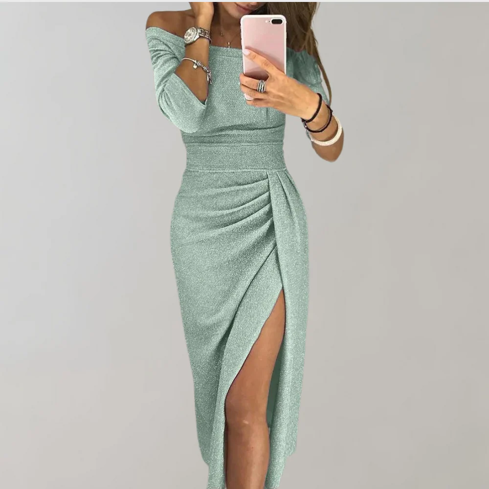 Elegant evening dress - stylish off-shoulder women's dress - Image 3