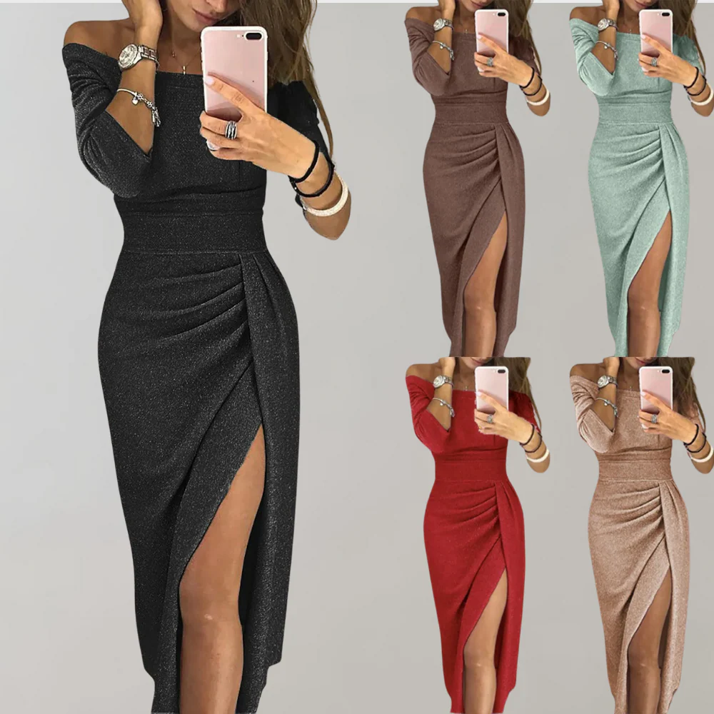Elegant evening dress - stylish off-shoulder women's dress - Image 9