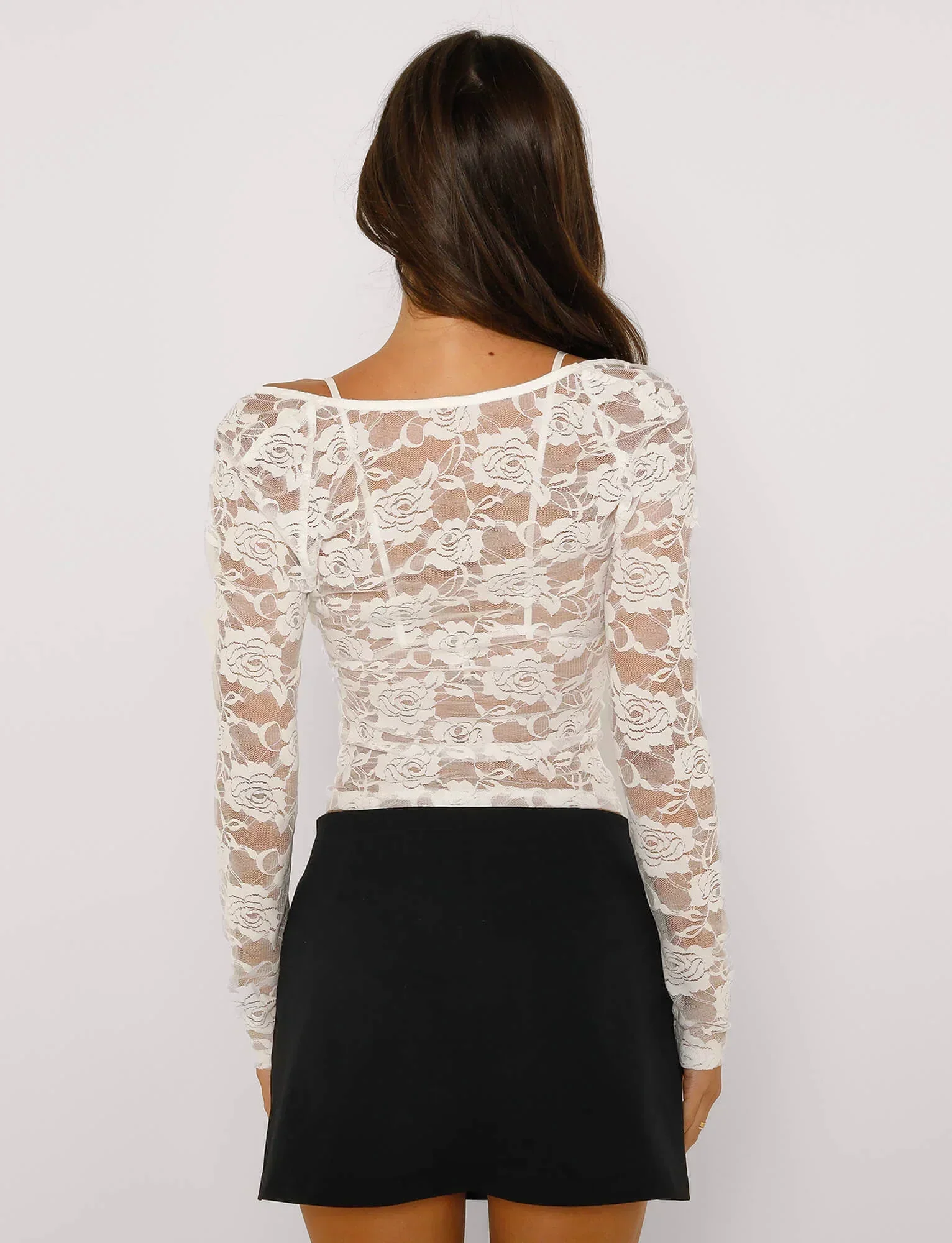 Elegant Sheer lace top with floral pattern - Image 7